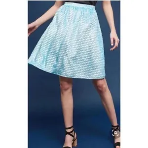NWT Anthropologie Isla Moude Petite High Waisted Shiny Textured Flowing Skirt