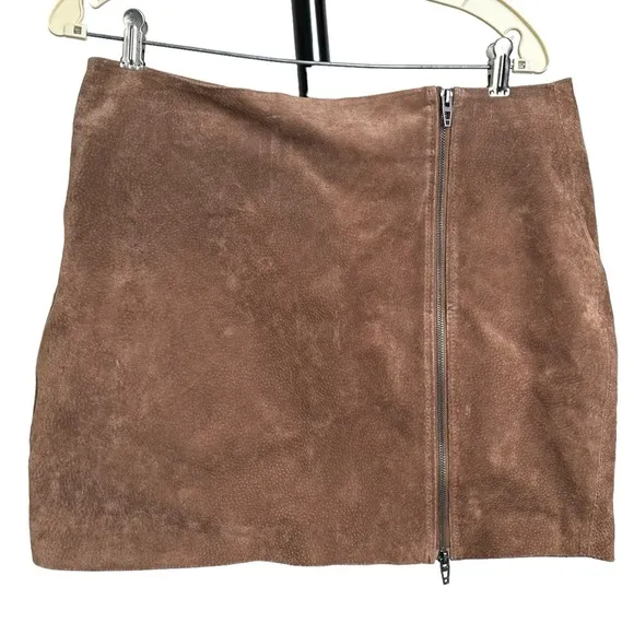 NWT Blank NYC Nubuck Leather Mini Skirt Size 31 Double Zip