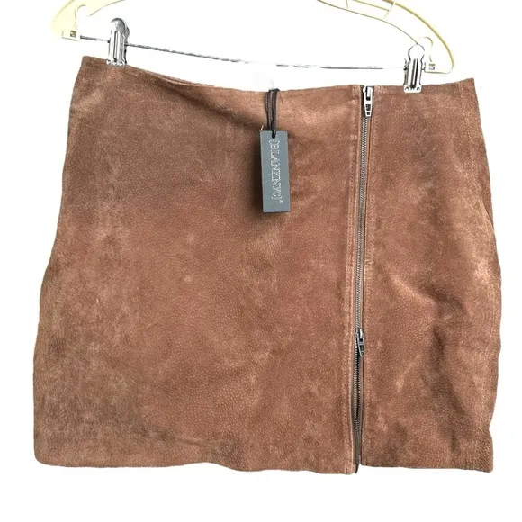 NWT Blank NYC Nubuck Leather Mini Skirt Size 31 Double Zip