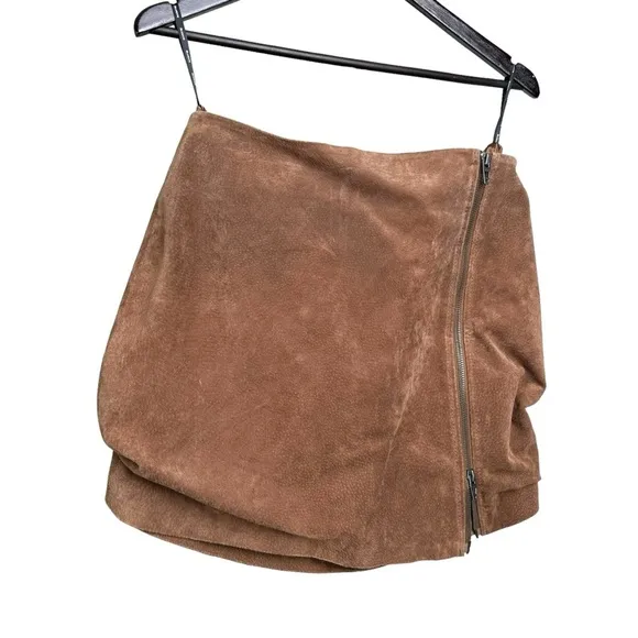 NWT Blank NYC Nubuck Leather Mini Skirt Size 31 Double Zip