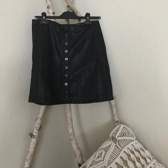 NWT free people black leather skirt
