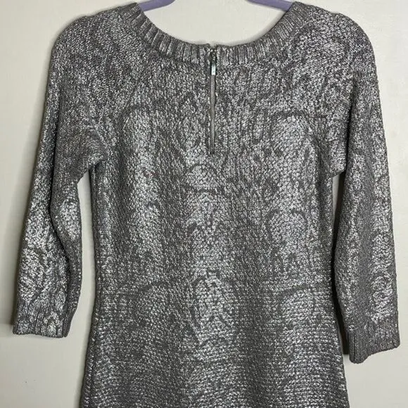 NWT INC International Concepts Size S Silver Metallic Long Tunic Sweater $90