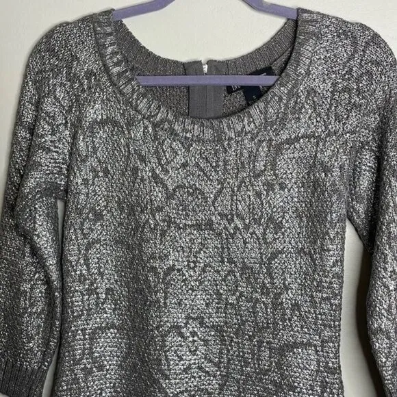 NWT INC International Concepts Size S Silver Metallic Long Tunic Sweater $90