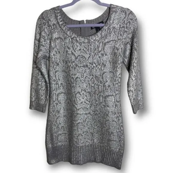 NWT INC International Concepts Size S Silver Metallic Long Tunic Sweater $90