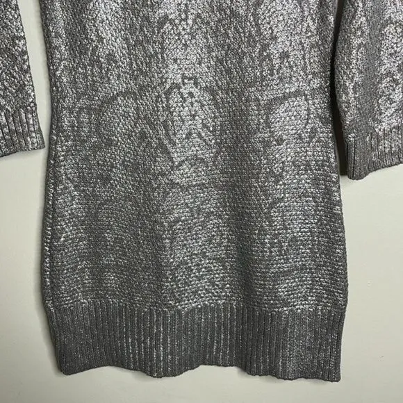 NWT INC International Concepts Size S Silver Metallic Long Tunic Sweater $90