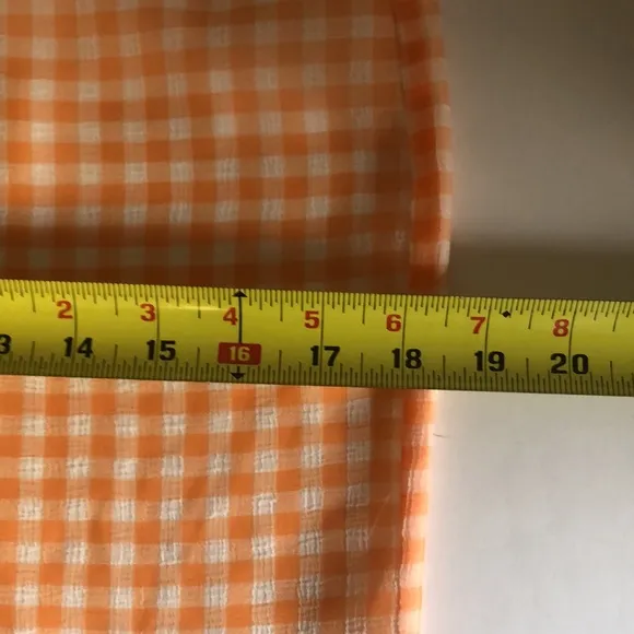 NWT LPA Gingham High Waist Ruffle Plaid Check Orange Skirt Size M