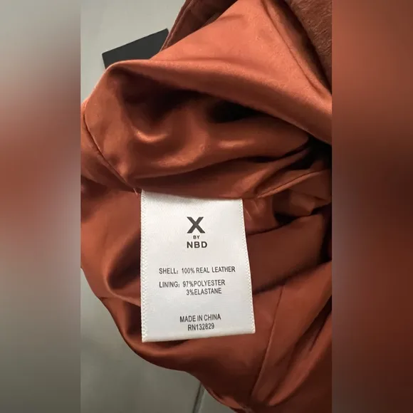NWT NBD REVOLVE brown leather skirt