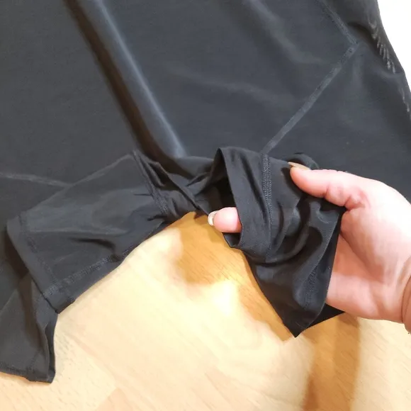 NWT Popilush Shapewear Sculpting Black Faux Leather Front Slit Midi Skirt 14/16