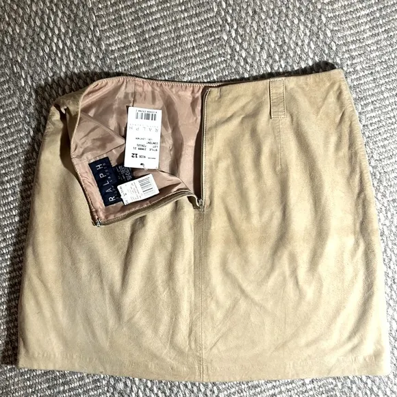 NWT Ralph Lauren genuine lambskin suede skirt, Sz 12