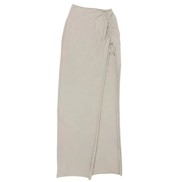 NWT SKIMS Raw Edge Slit Long Skirt in Stone