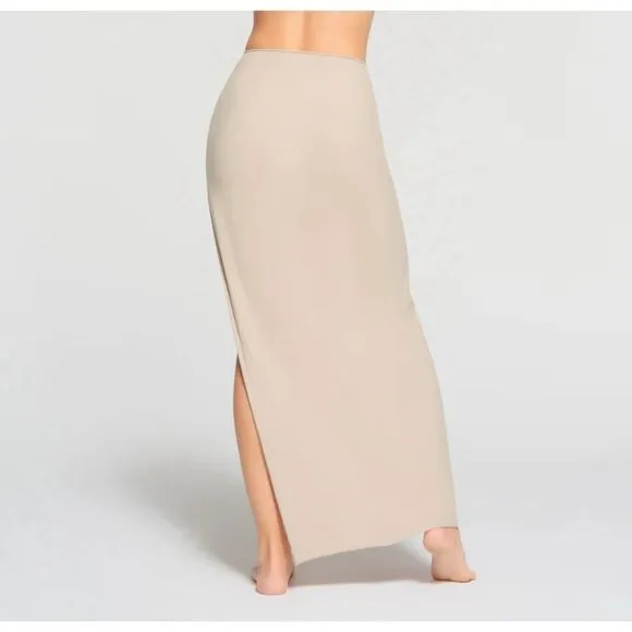 NWT SKIMS Raw Edge Slit Long Skirt in Stone