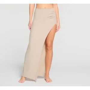 NWT SKIMS Raw Edge Slit Long Skirt in Stone