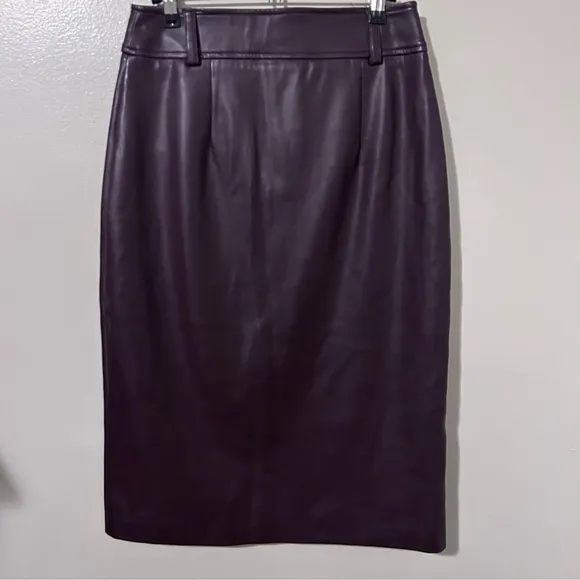NWT SUNCOO Paris Dark Brown Faux Leather Skirt SUNCOO Size T1 Small
