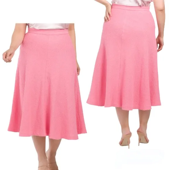 NWT Zara Pink High-Waisted Textured Pleated Skirt Plus Size XXL.
