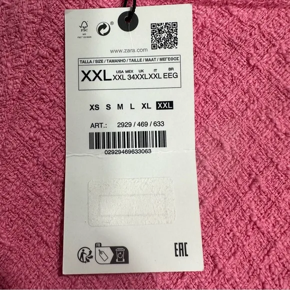 NWT Zara Pink High-Waisted Textured Pleated Skirt Plus Size XXL.