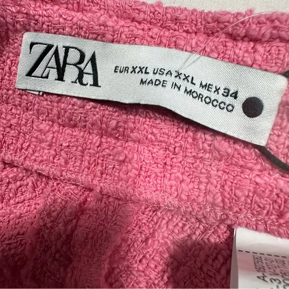 NWT Zara Pink High-Waisted Textured Pleated Skirt Plus Size XXL.