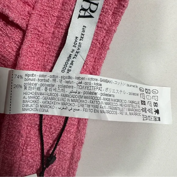 NWT Zara Pink High-Waisted Textured Pleated Skirt Plus Size XXL.