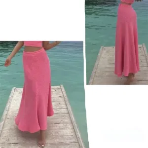 NWT Zara Pink High-Waisted Textured Pleated Skirt Plus Size XXL.