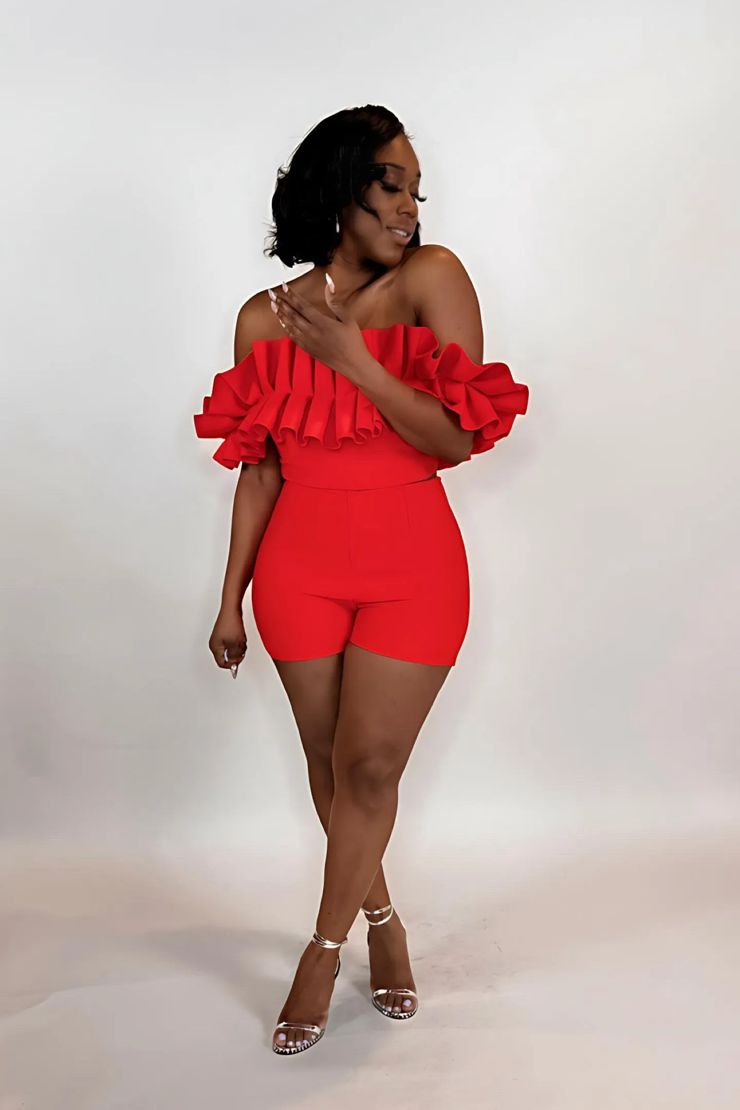 OFF SHOULDER RUFFLE BANDAGE SET