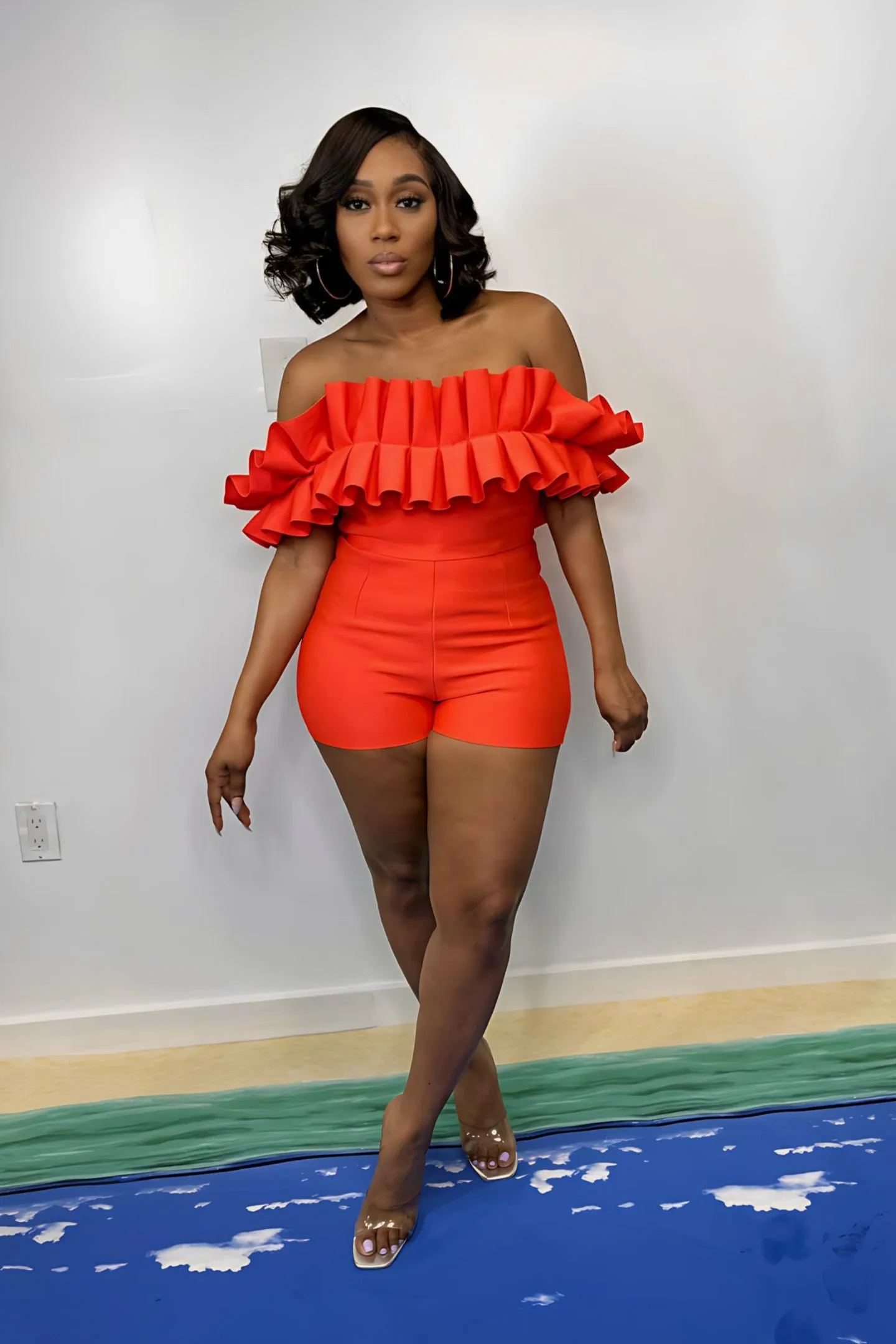 OFF SHOULDER RUFFLE BANDAGE SET