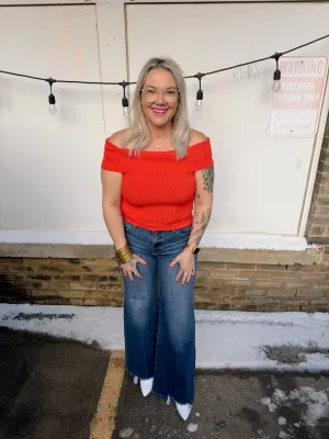 Off Shoulder Top-Tomato