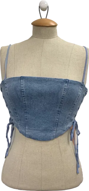 Oh Polly Light Blue Stonewash Corset UK 8