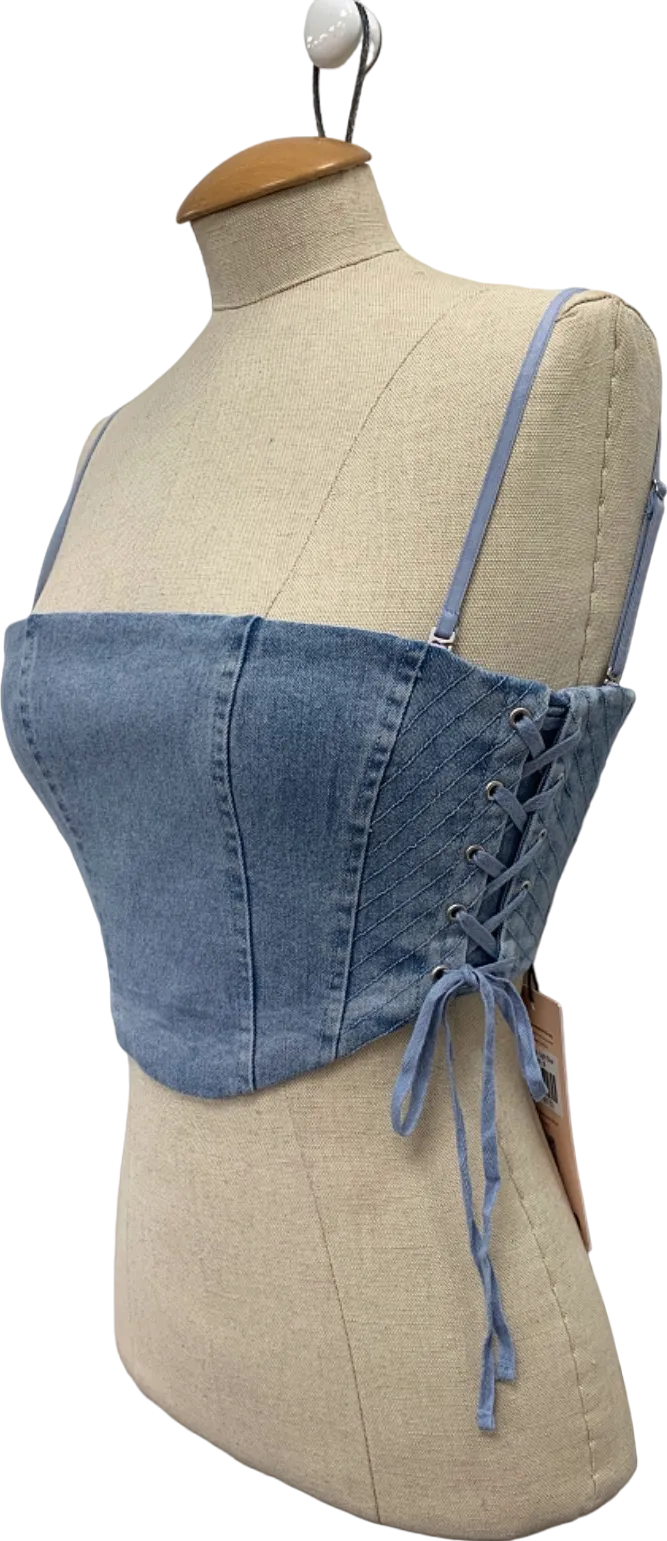Oh Polly Light Blue Stonewash Corset UK 8