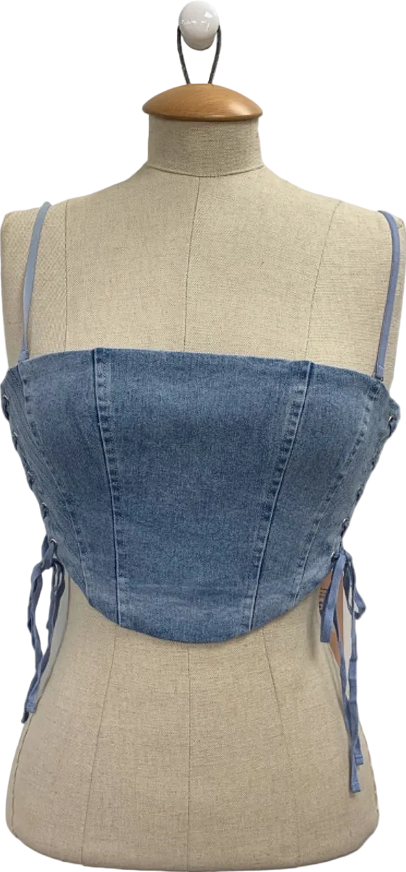 Oh Polly Light Blue Stonewash Corset UK 8