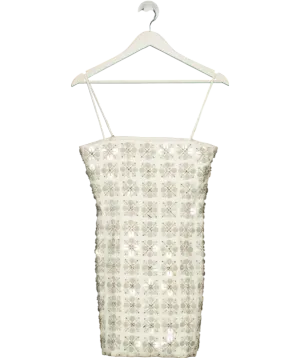 Oh Polly Metallic Sequin Flower Dress UK 10