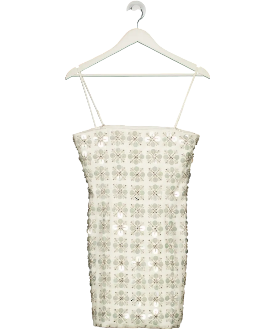 Oh Polly Metallic Sequin Flower Dress UK 10