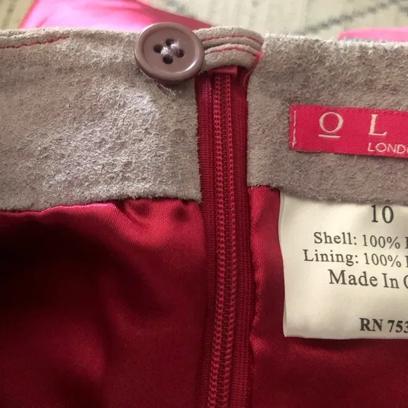 Olly London Pink Leather Mini Skirt with Circle Patches Size 10