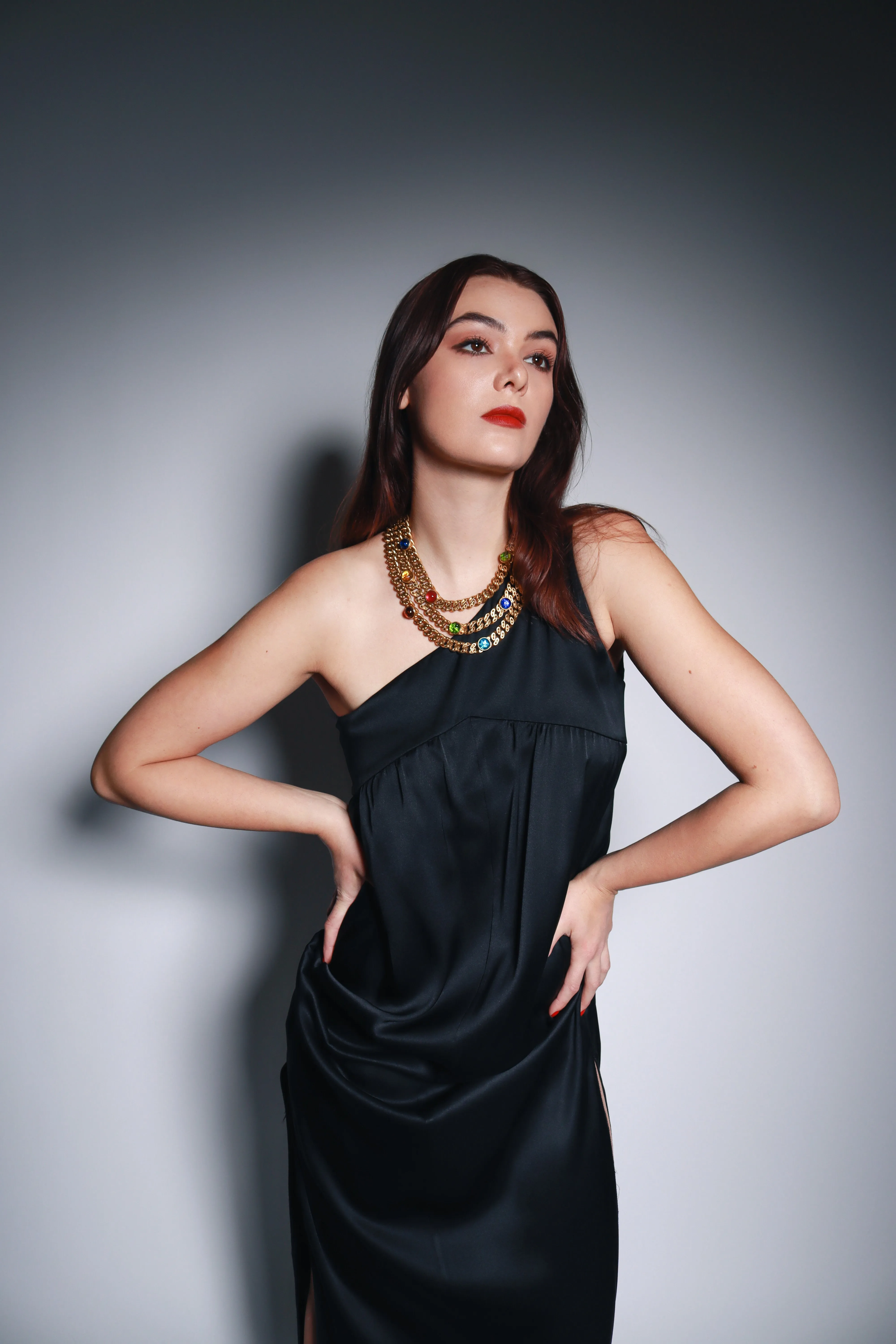One Shoulder Draped Maxi Dress
