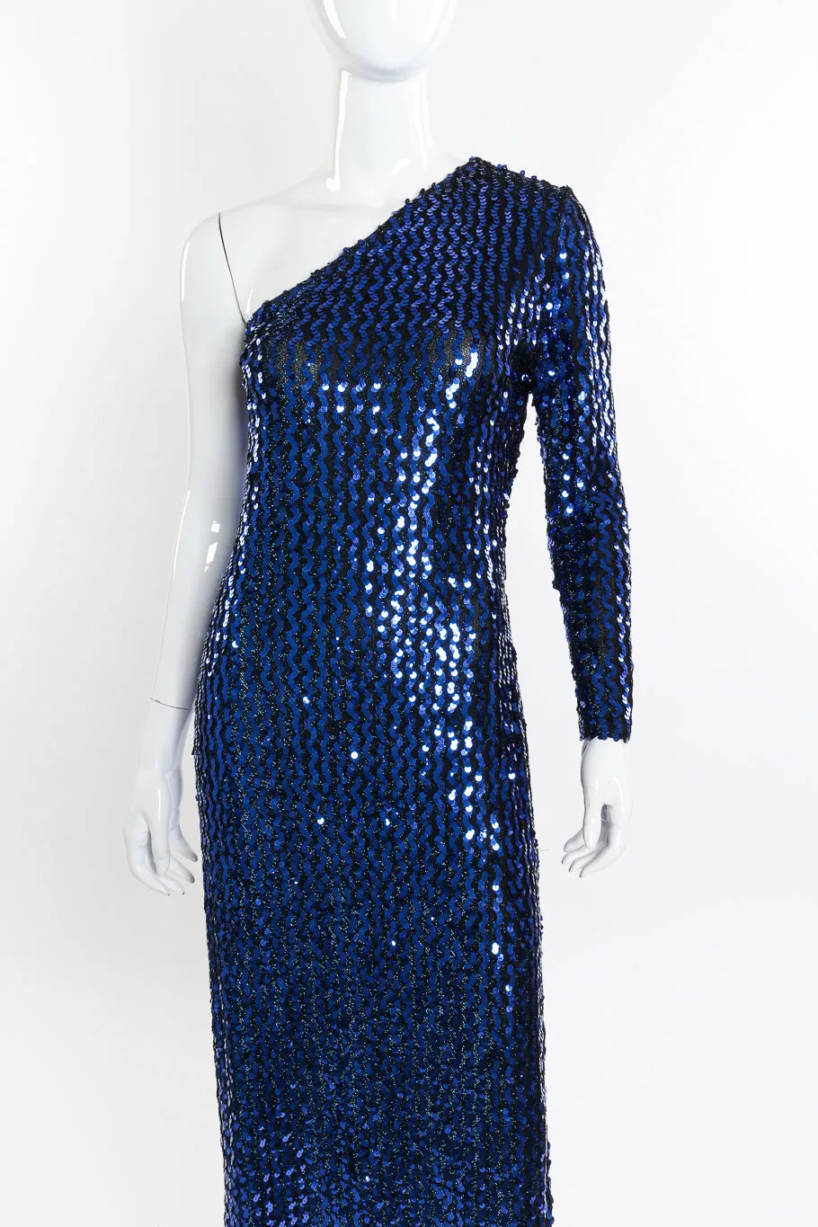 One Shoulder Sequin Column Dress