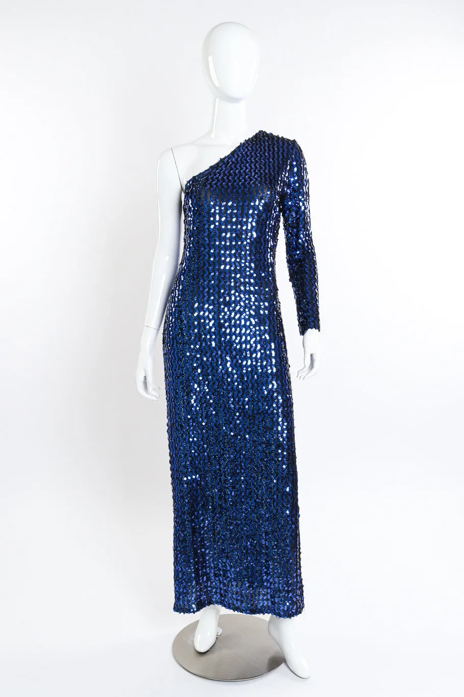 One Shoulder Sequin Column Dress