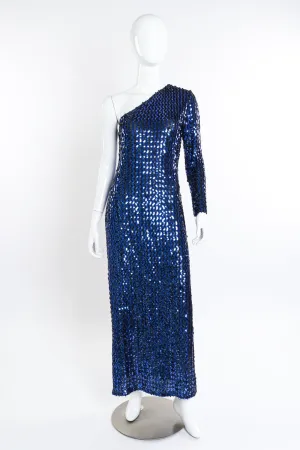 One Shoulder Sequin Column Dress