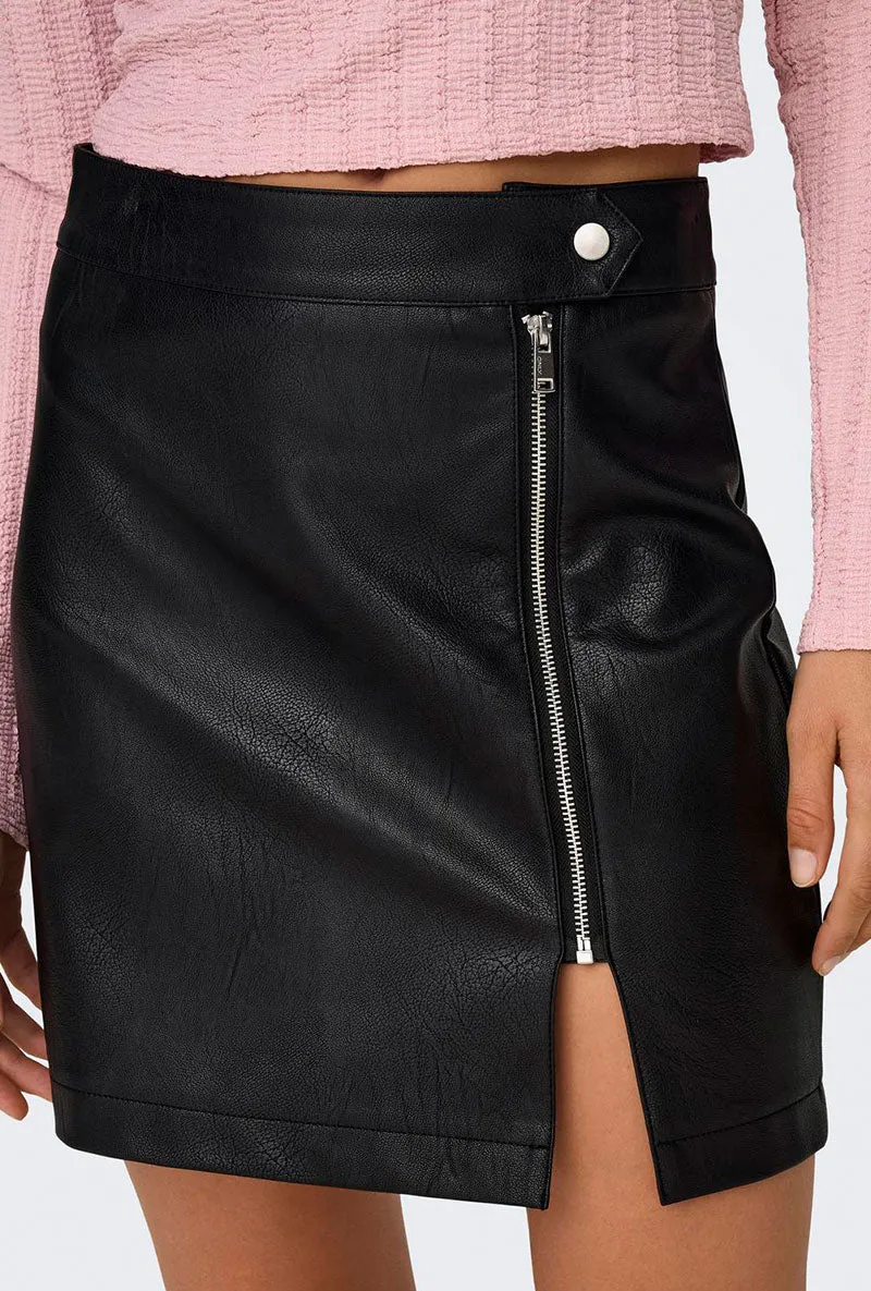 ONLY MANILLA FAUX LEATHER SKIRT