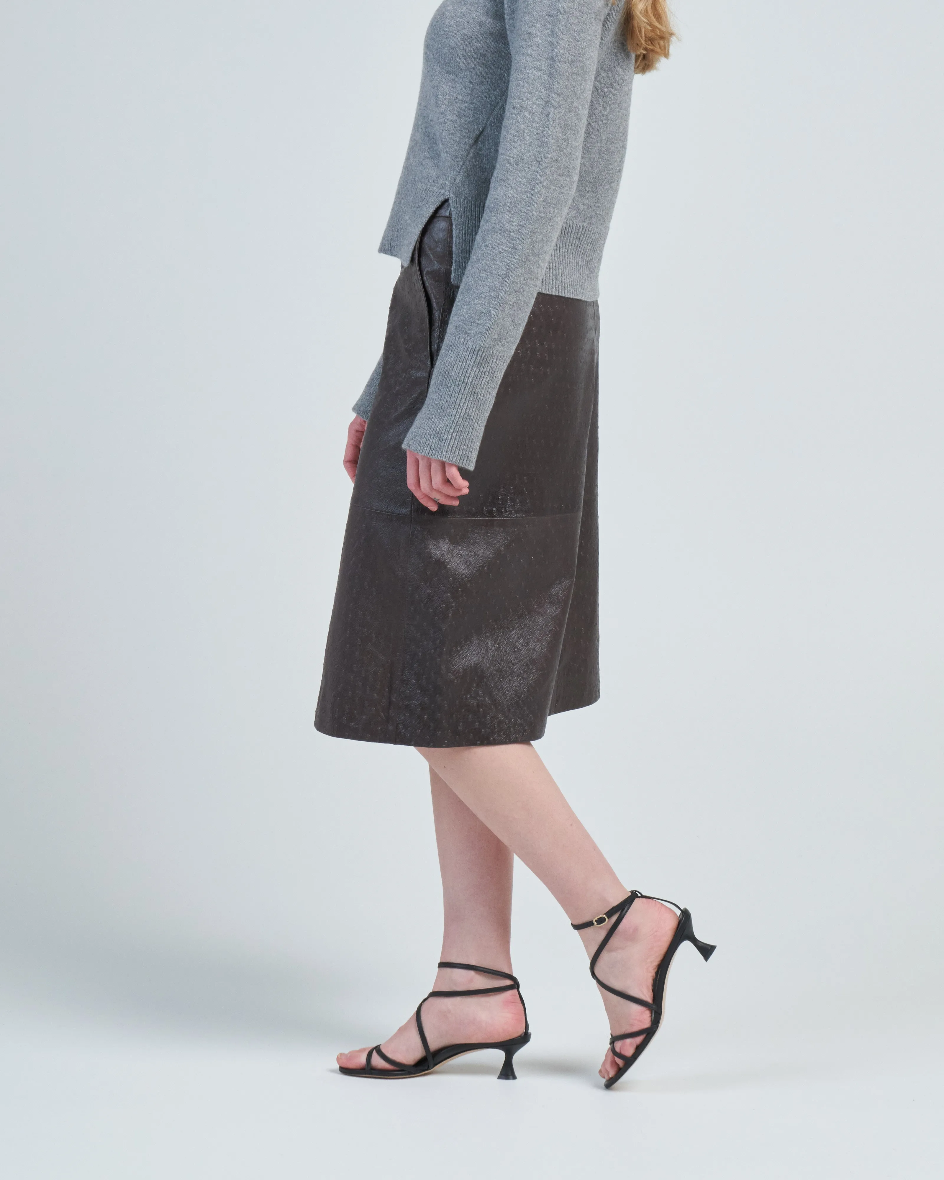 ostrich leather aline skirt