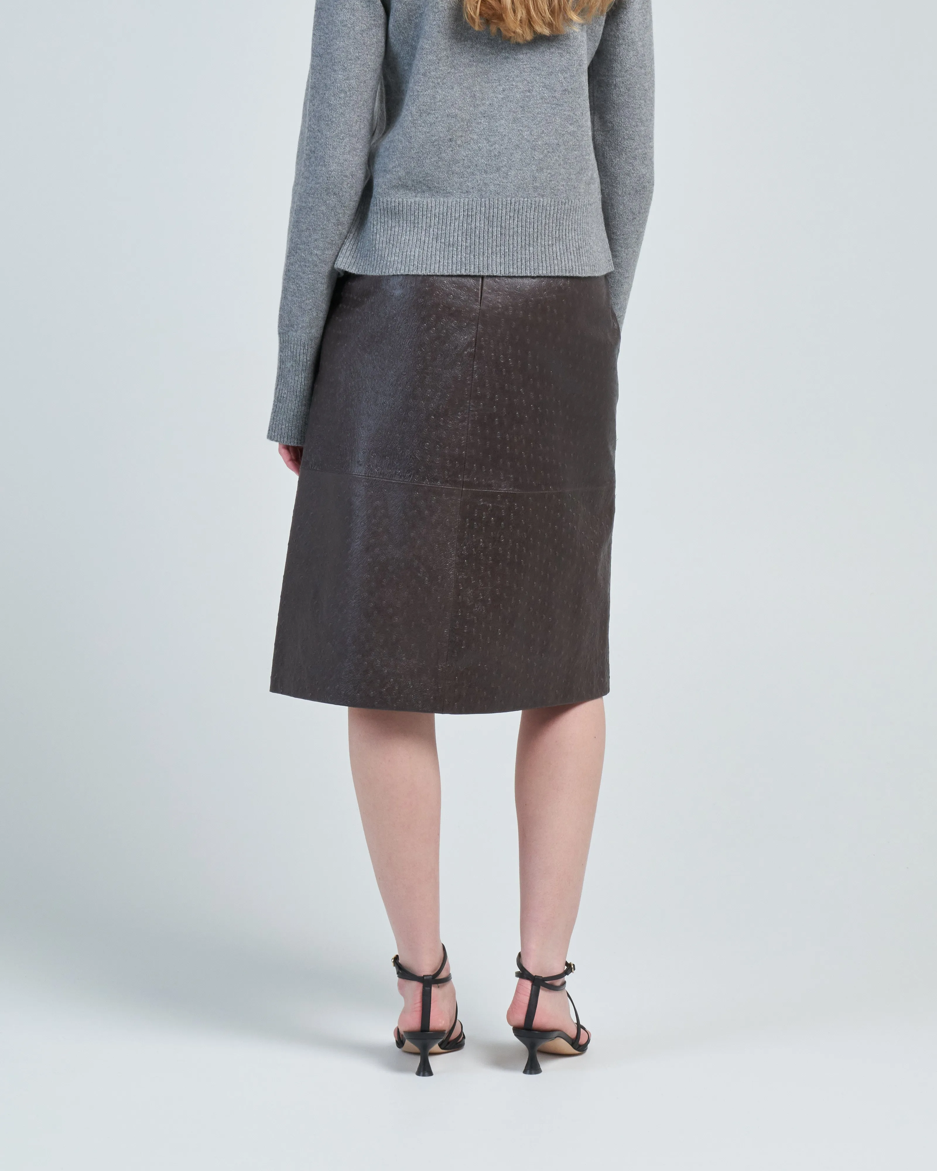ostrich leather aline skirt