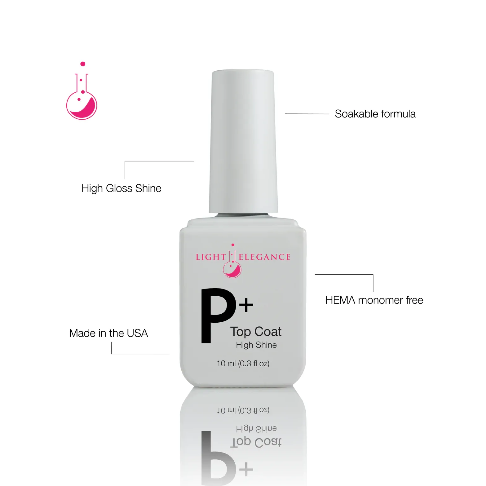 P  High Shine Soak-off Top Coat, 10 ml
