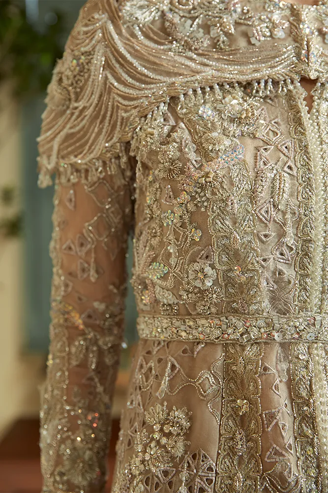 Pakistani Wedding Dress in Open Gown and Sharara Style