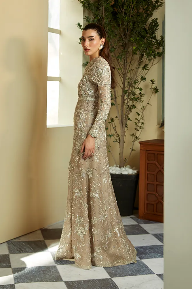 Pakistani Wedding Dress in Open Gown and Sharara Style