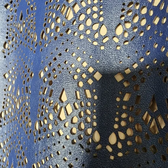 Parker Filomena Leather Laser Cut Skirt in Dark Navy