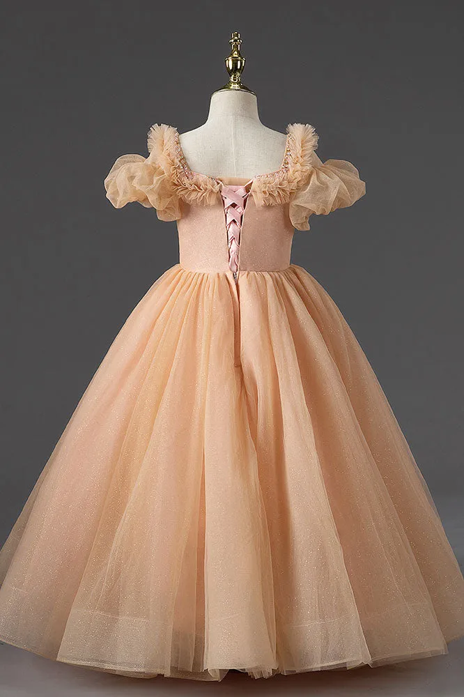 Peach Mid Century Ball Gown Dress for Girls CL2007