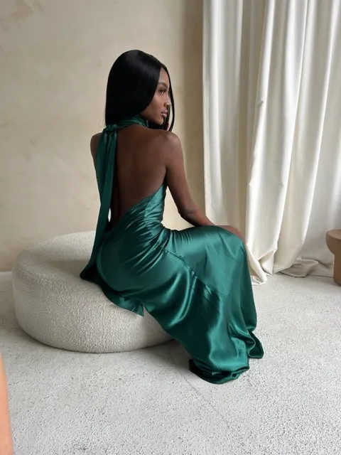 Penelope Satin Gown in Green by Sau Lee - RENTAL