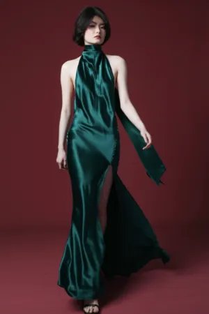 Penelope Satin Gown in Green by Sau Lee - RENTAL