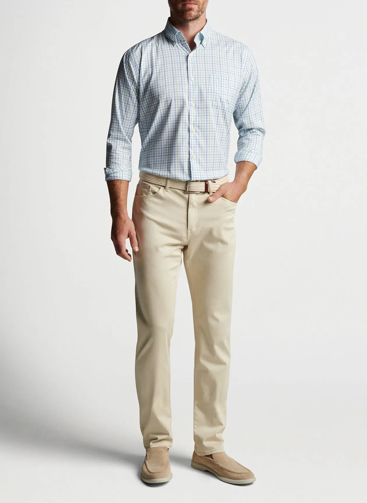 PETER MILLAR NOLAND COTTON STRETCH SPORT SHIRT - TWILIGHT BLUE