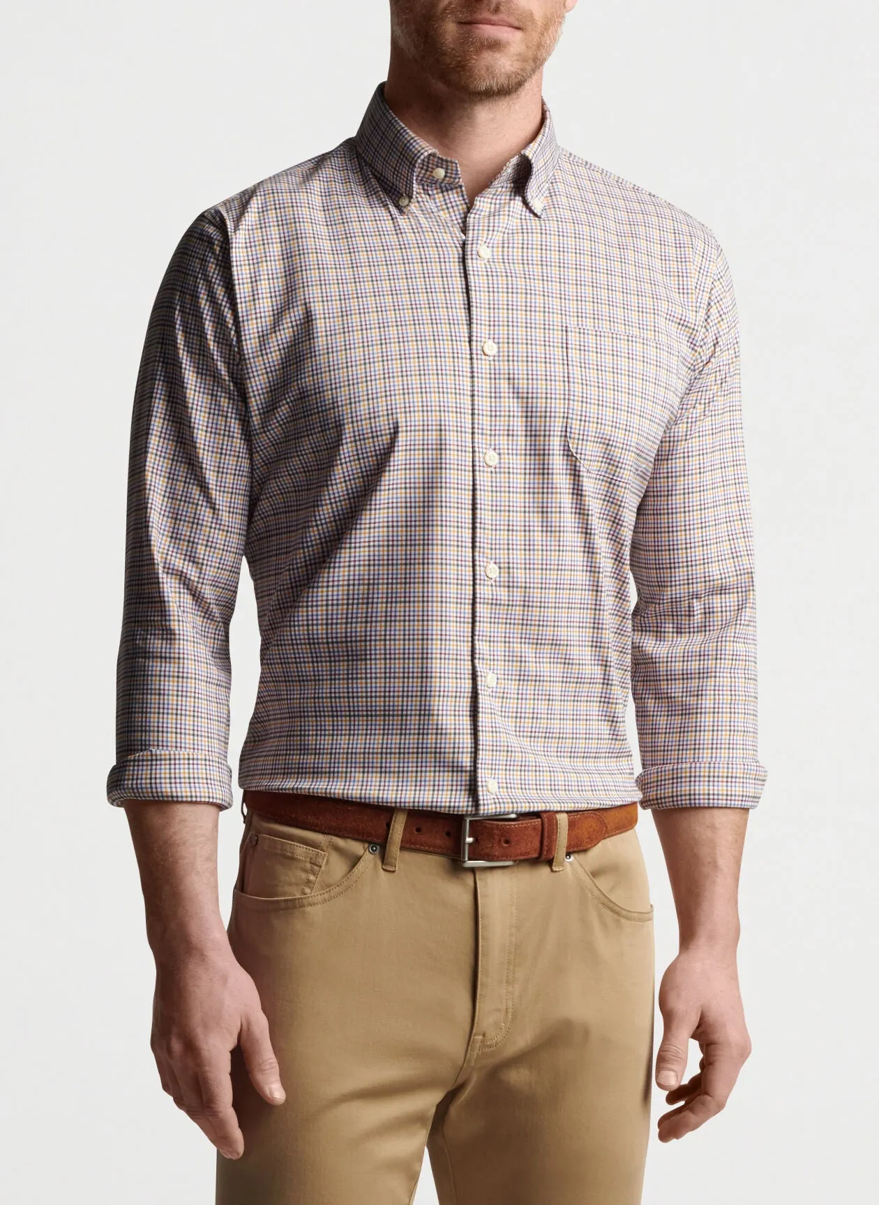 PETER MILLAR QUINBY CROWN LITE COTTON BLEND SPORT SHIRT - CLARET