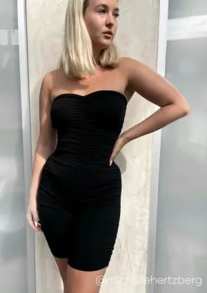 Peyton Sweetheart Neckline Romper - Black