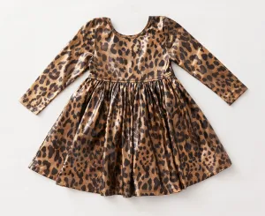 Pink Chicken Liza Lame L/S Dress - Leopard Metallic