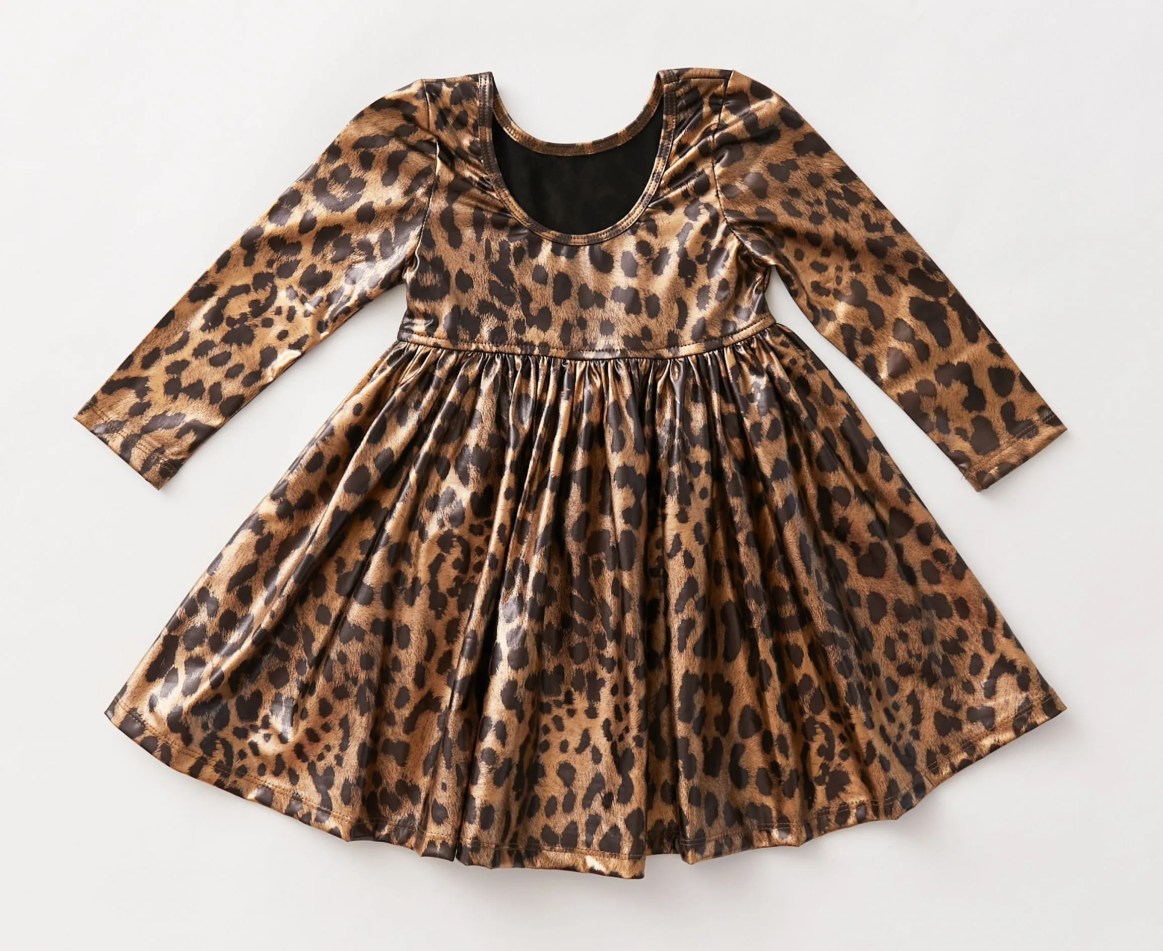 Pink Chicken Liza Lame L/S Dress - Leopard Metallic